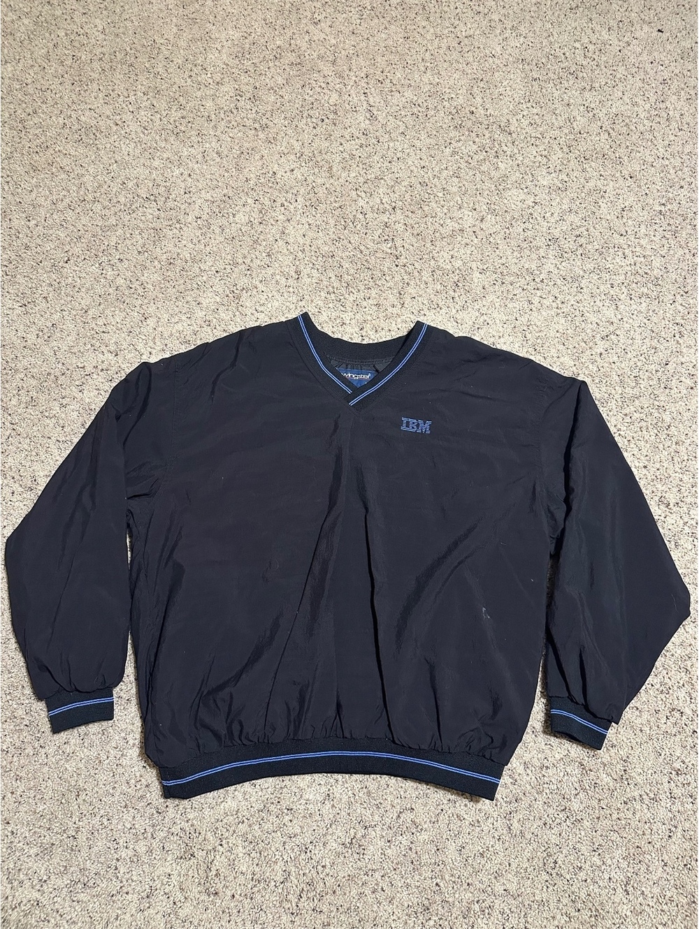 Vintage Swingster XL Black IBM Pullover Windbreaker Jacket